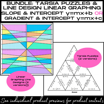 Preview of BUNDLE: LINE DESIGN Graphing & TARSIA PUZZLE - Slope/Gradient & Y-Intercept