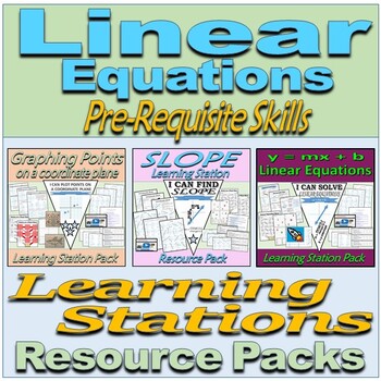 Preview of Linear Equations - Learning Stations Resource Packs BUNDLE