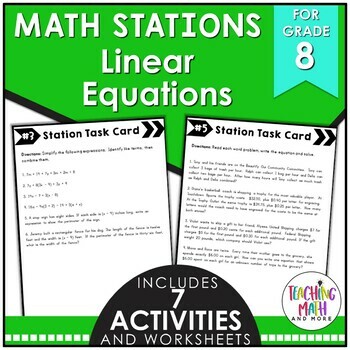 Preview of Linear Equations Math Stations