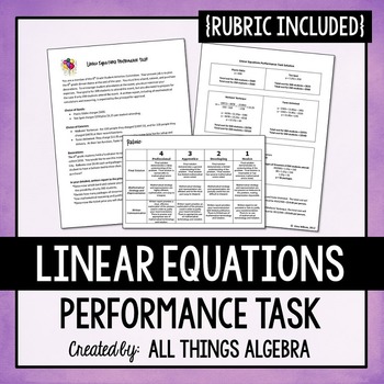 linear equations performance task by all things algebra tpt