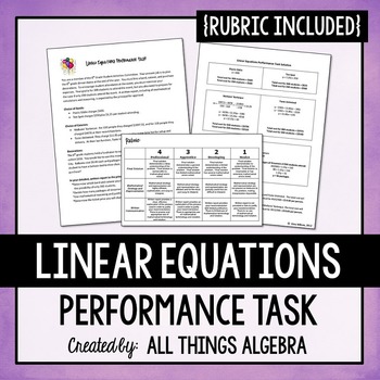 Preview of Linear Equations Performance Task