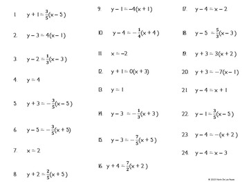 point slope form matching activity
 Graphing Linear Equations from Point-Slope Form Matching Activity