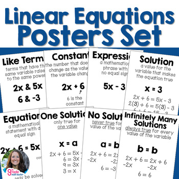 Preview of Linear Equations Posters Set - Multi-Step Equations