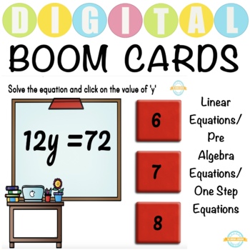 Preview of Linear Equations/ Pre Algebra Equations/ One Step Equations - Boom Cards™