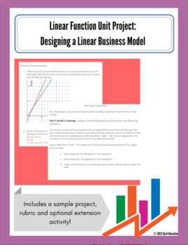 Preview of Linear Equations Project | Designing a Linear Business