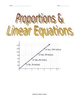 Preview of Linear Equations & Proportions