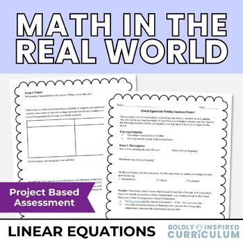 Preview of Linear Equations Real World Project for Algebra 1 | Writing & Graphing Equations