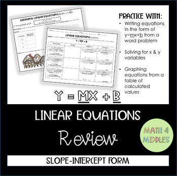 Preview of Linear Equations Review