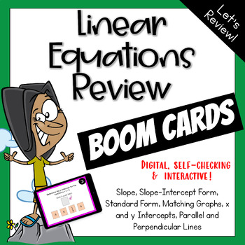 Preview of Linear Equations Review Boom Cards Algebra 1