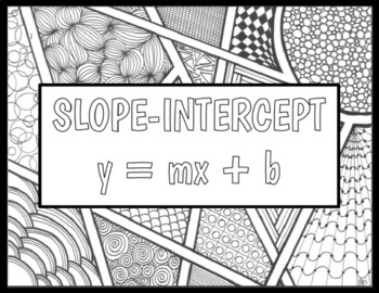 Preview of Linear Equations, Slope-Intercept Form - Zentangle to Color