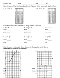 Linear Equations, Slope, X-Y Intercepts TEST - FULLY EDITABLE