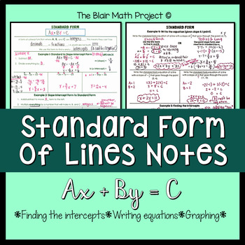 Linear Equations Standard Form By The Blair Math Project Tpt