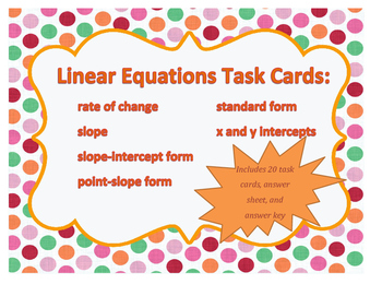 Preview of Linear Equations Task Cards