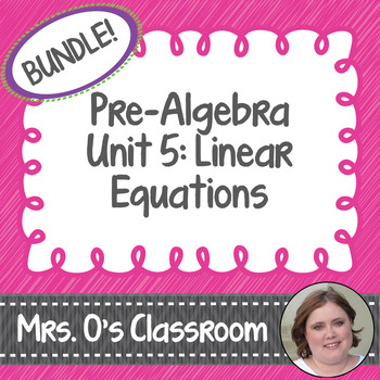 Preview of Linear Equations Unit: Notes, Homework, Quizzes, Study Guide, & Test