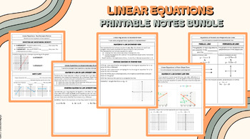 Preview of Linear Equations Unit - PRINTABLE GUIDED NOTES BUNDLE