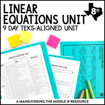 Preview of Linear Equations Unit | TEKS Solving Equations with Variables on Both Sides