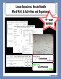 Linear Equations Vocabulary Bundle | Includes Types of Numbers
