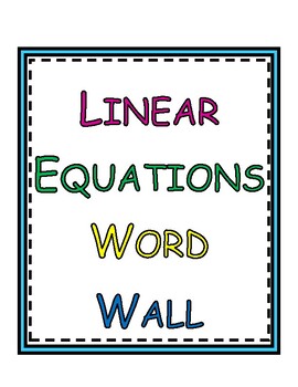 Preview of Linear Equations - WORD WALL and ANCHOR Posters