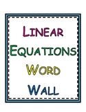 Linear Equations - WORD WALL and ANCHOR Posters