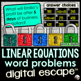 Linear Equations Word Problems Digital Math Escape Room Activity