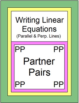 Preview of Linear Equations - Write Equations of Parallel and Perp. Lines 2 (Partner Pairs)