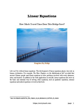 Preview of Linear Equations: algebraic skills, word problems, advanced applications