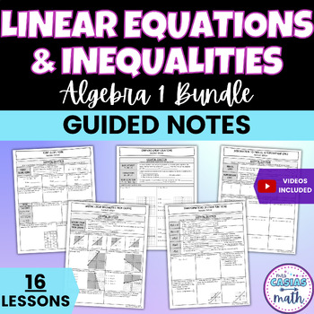 Preview of Linear Equations and Inequalities Algebra 1 Guided Notes Lessons BUNDLE