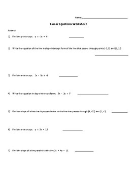 Preview of Linear Equations and Solutions