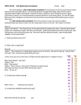 Preview of Linear Equations and the Movie "After Earth"