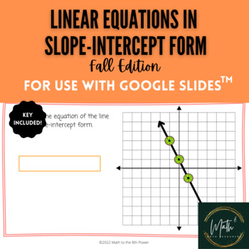 Preview of Linear Equations in Slope Intercept Form | Fall | Halloween | y=mx+b | Math 8