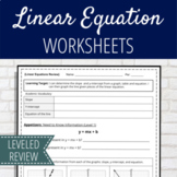 Linear Equations in Slope Intercept Form Review Worksheets