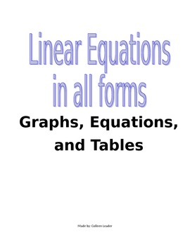 Preview of Linear Equations in all Forms