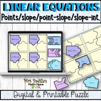 Preview of Linear Equations | slope | point-slope and slope-intercept form 