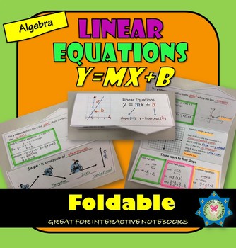 Preview of Linear Equations y=mx +b, Slope and y-intercept Foldable PDF + EASEL