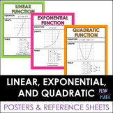 Linear, Exponential, and Quadratic Functions - Posters and