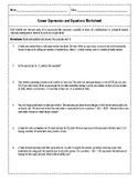Linear Expression and Equation Worksheet