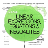 LINEAR EXPRESSIONS, EQUATIONS & INEQUALITIES Unit Test CC 