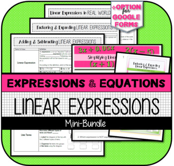 Preview of Linear Expressions MINI-BUNDLE