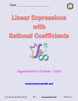 Preview of Linear Expressions with Rational Coefficients - 7.EE.1