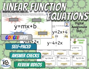 Preview of Linear Function Equations - Digital Assignment