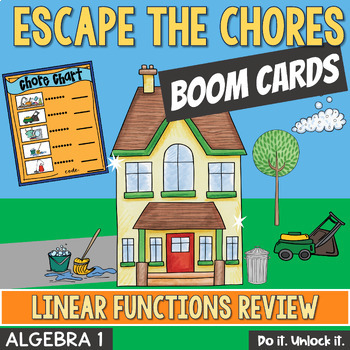 Preview of Linear Functions Escape Room Boom Cards Algebra 1