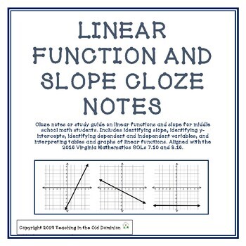 Preview of Linear Function and Slope Cloze Notes