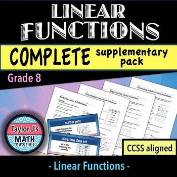 Preview of Linear Functions Worksheet and Word Wall