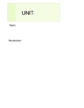 Preview of Notebook Organizer- Title page for units- vocab/ topics