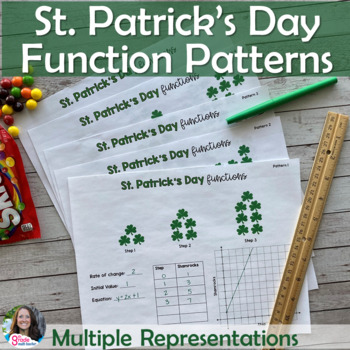 Preview of Linear Functions Equations St. Patrick's Day Patterns Activity Print and Digital