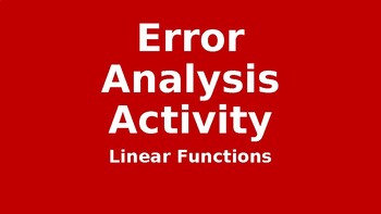 Preview of Linear Functions Error Analysis Activity