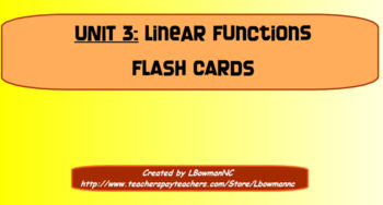 Preview of Linear Functions Flash Cards (Math 1)