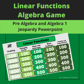 Preview of Linear Functions Game Algebra Jeopardy Review PowerPoint