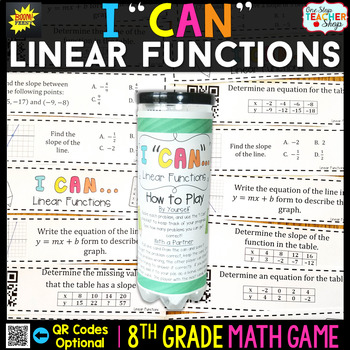 Preview of 8th Grade Math Game | Linear Functions Graphs & Rate of Change