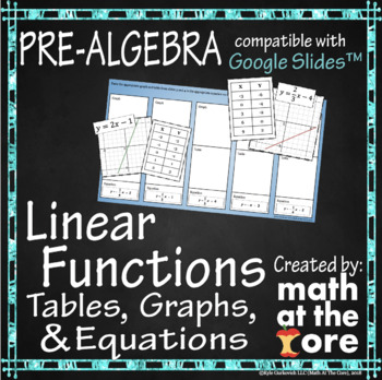 Preview of Linear Functions - Tables, Graphs, & Equations for Google Slides™